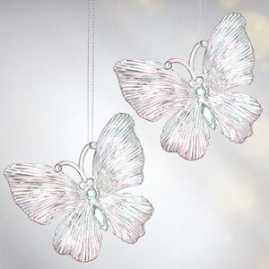 Елочная игрушка Бабочка Аурелия 11 см, 2 шт, перламутровая