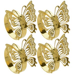 Кольца для салфеток Бабочки Бонита, 4 шт, золотые