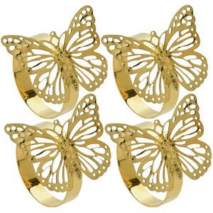 Кольца для салфеток Бабочки Наннели, 4 шт, золотые