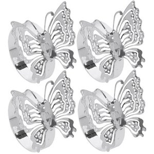 Кольца для салфеток Бабочки Бонита, 4 шт, серебряные (Koopman, Нидерланды). Артикул: ID73944