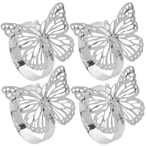 Кольца для салфеток Бабочки Наннели, 4 шт, серебряные (Koopman, Нидерланды). Артикул: ID73926