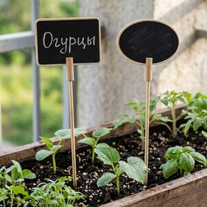 Садовые таблички для маркировки на штекере, с мелками 30*7 см, 24 шт