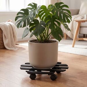 Подставка для цветов на колесиках Серхио 28 см черная