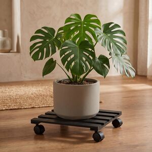 Подставка для цветов на колесиках Мирэл 28 см черная