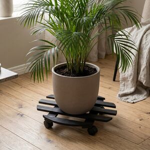 Подставка для цветов на колесиках Серхио 35 см черная