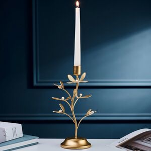 Металлический подсвечник для 1 свечи Веточка Омелы 26 см