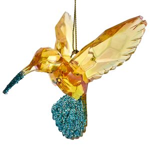 Елочная игрушка Хрустальная Колибри - Золотой Нектар 10 см