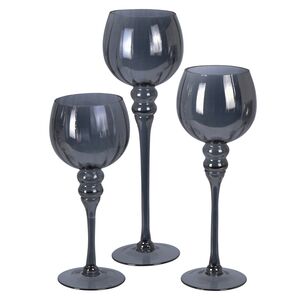 Набор стеклянных подсвечников - бокалов Силиври 30-40 см дымчатый, 3 шт (Koopman, Нидерланды). Артикул: DP2011540