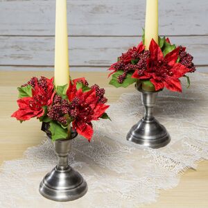 Венок для свечи Красные Пуансеттии 12 см (Swerox, Швеция). Артикул: E217-R