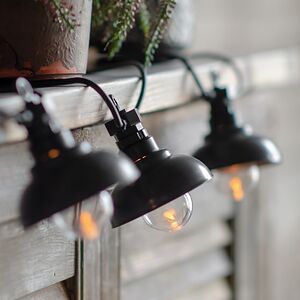 Гирлянда из лампочек Retro Party Lights 5 м, 10 ламп, экстра теплые LED, черный ПВХ, соединяемая, IP44 Winter Deco фото 3