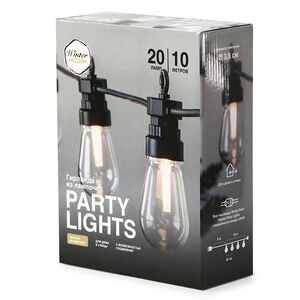 Гирлянда из лампочек Edison Party Lights 10 м, 20 ламп, теплые белые LED, черный ПВХ, соединяемая, IP44 Winter Deco фото 11