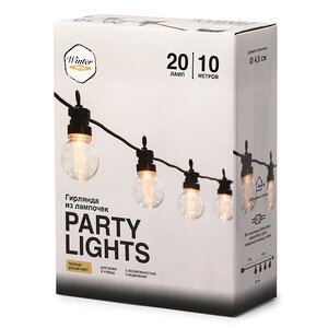 Гирлянда из лампочек Party Lights 10 м, 20 ламп, экстра теплые LED, черный ПВХ, соединяемая, IP44 Winter Deco фото 13