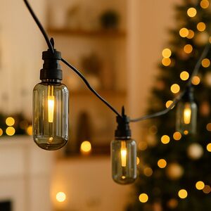 Гирлянда из лампочек Smoky Party Lights 10 м, 20 ламп, теплые белые LED, черный ПВХ, соединяемая, IP44 Winter Deco фото 7