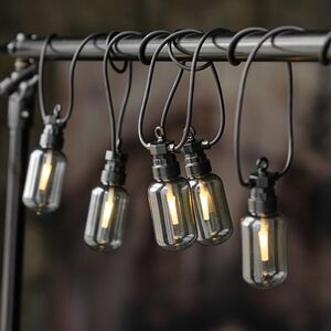 Гирлянда из лампочек Smoky Party Lights 10 м, 20 ламп, теплые белые LED, черный ПВХ, соединяемая, IP44 Winter Deco фото 2