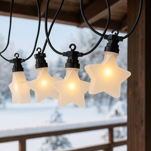 Гирлянда из лампочек Star Party Lights 10 м, 20 ламп, теплые белые LED, черный ПВХ, соединяемая, контроллер, IP44 Winter Deco фото 7