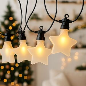 Гирлянда из лампочек Star Party Lights 10 м, 20 ламп, теплые белые LED, черный ПВХ, соединяемая, контроллер, IP44 Winter Deco фото 6