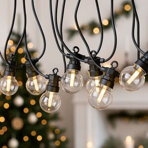 Гирлянда из лампочек Party Lights 10 м, 20 ламп, теплые белые LED, черный ПВХ, соединяемая, контроллер, IP44