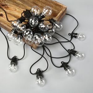 Гирлянда из лампочек Party Lights 10 м, 20 ламп, теплые белые LED, черный ПВХ, соединяемая, контроллер, IP44 Winter Deco фото 10