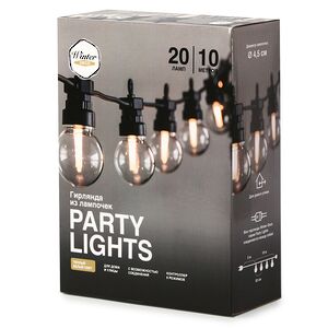 Гирлянда из лампочек Party Lights 10 м, 20 ламп, теплые белые LED, черный ПВХ, соединяемая, контроллер, IP44 Winter Deco фото 14