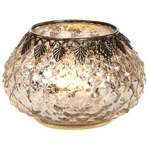 Стеклянный подсвечник Чезаре 11 см дымчато-серебряный (Goodwill, Бельгия). Артикул: FI10102