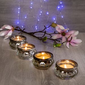 Набор стеклянных подсвечников Теофило 6 см 4 шт серебряный (Goodwill, Бельгия). Артикул: FI10105