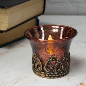 Стеклянный подсвечник Dardanella 7 см, терракотовый (Goodwill, Бельгия). Артикул: FI10217