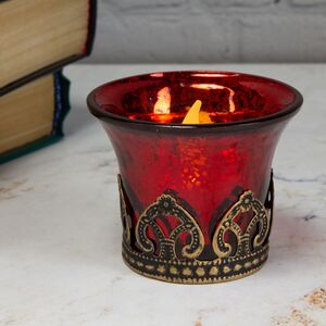 Стеклянный подсвечник Dardanella 7 см, гранатовый (Goodwill, Бельгия). Артикул: FI10220