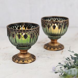 Стеклянный подсвечник Fan Jagran 9 см темно-зеленый (Goodwill, Бельгия). Артикул: FI10500