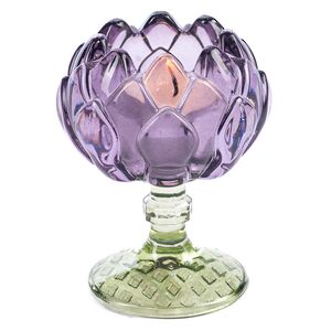 Стеклянный подсвечник-бокал Лотос Candele 11 см сиреневый Goodwill фото 7