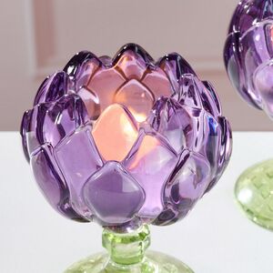 Стеклянный подсвечник-бокал Лотос Candele 11 см сиреневый Goodwill фото 3