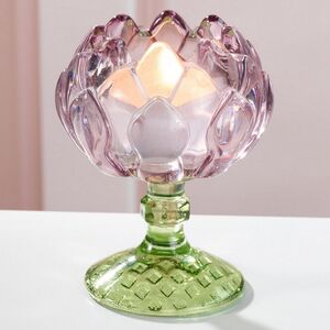 Стеклянный подсвечник-бокал Лотос Candele 11 см розовый
