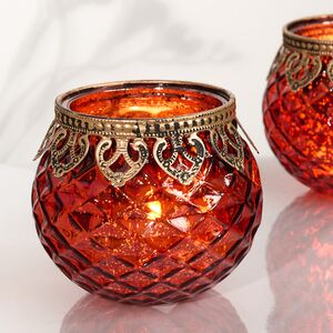 Стеклянный подсвечник стакан Abbraccio di Fiamma - Opera di Luce 8 см, красный