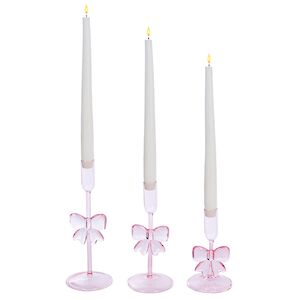 Набор стеклянных подсвечников с бантиком Sogno di Seta 15-25 см, 3 шт (Goodwill, Бельгия). Артикул: GD10055