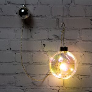 Декоративный подвесной светильник Шар Кристер 8 см, 4 теплые белые LED лампы, на батарейках, стекло Peha фото 2