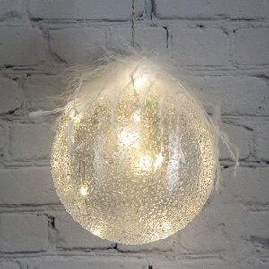 Подвесной светильник Шар Жирардо 12 см, 10 теплых белых LED ламп, стекло, на батарейках