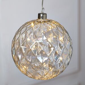 Декоративный подвесной светильник Шар Ноа 12 см, 10 теплых белых LED ламп, на батарейках Peha фото 2