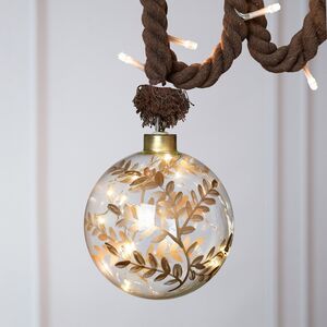Декоративный подвесной светильник Шар Золотые Листья 10 см, 10 теплых белых LED ламп, на батарейках (Peha, Нидерланды). Артикул: GF-22110