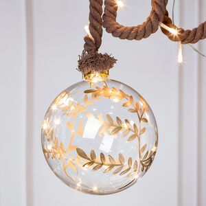 Декоративный подвесной светильник Шар Золотые Листья 14 см, 15 теплых белых LED ламп, на батарейках (Peha, Нидерланды). Артикул: GF-22115