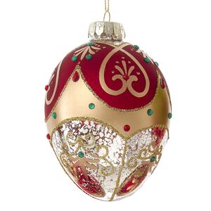 Стеклянная елочная игрушка Яйцо - Кватре Капуцинес 12 см (Kurts Adler, Нидерланды). Артикул: GG0991-4