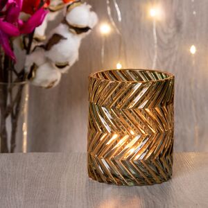 Стеклянный подсвечник стакан Шеврон 9 см (Goodwill, Бельгия). Артикул: GL10005