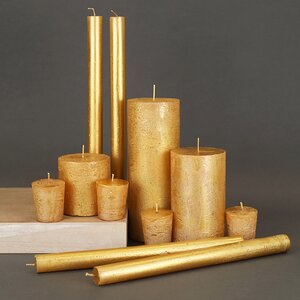 Декоративная свеча Металлик Миди 70*68 мм золотая Kaemingk фото 2