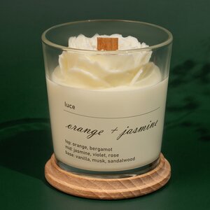 Декоративная ароматическая свеча Luce Rosa: Апельсин + Жасмин, 30 часов горения Luce фото 1