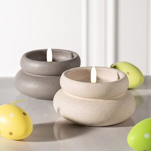 Светодиодная свеча Бигбери 11*6 см в бетонном подсвечнике, на батарейках, кремовая Koopman фото 4