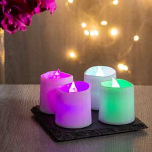Набор разноцветных светодиодных чайных свечей Радужный 4 шт на батарейках (Koopman, Нидерланды). Артикул: HZ1905250
