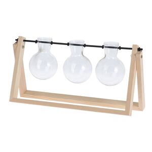 Маленькие вазы Пауэлл 30*15 см на деревянной подставке, 3 шт, стекло Koopman фото 5