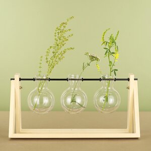 Маленькие вазы Пауэлл 30*15 см на деревянной подставке, 3 шт, стекло Koopman фото 1