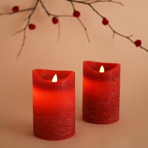 Светильник свеча восковая Живое Пламя 15*10 см красная, на батарейках Koopman фото 4