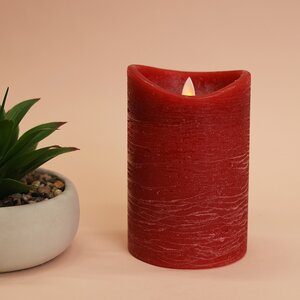 Светильник свеча восковая Живое Пламя 15*10 см красная, на батарейках Koopman фото 3