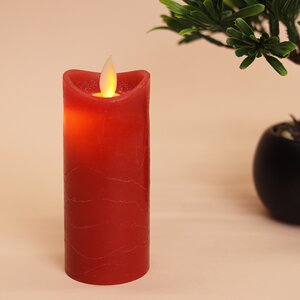Светодиодная восковая свеча Живое Пламя 11*5 см красная, на батарейках Koopman фото 2