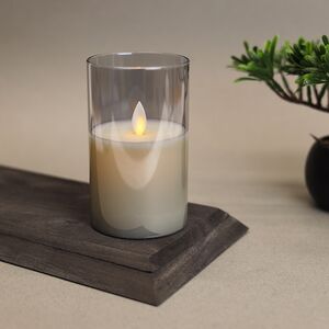 Светильник свеча восковая в колбе с живым пламенем Лацио 12.5 см дымчатая на батарейках (Edelman, Нидерланды). Артикул: 1051773